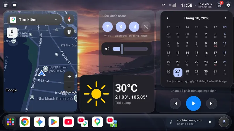Lịch tháng có âm lịch trên màn hình ô tô Android LUXCAR
